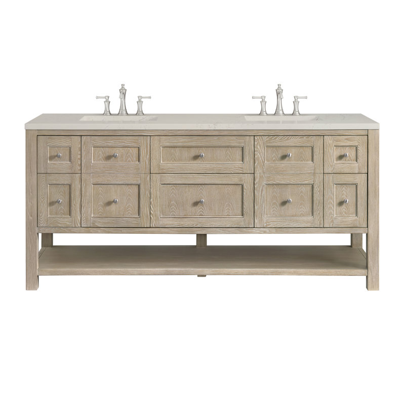 Breckenridge 72'' W Double Vanity, Whitewashed Oak, 8" Widespread, Siberian
