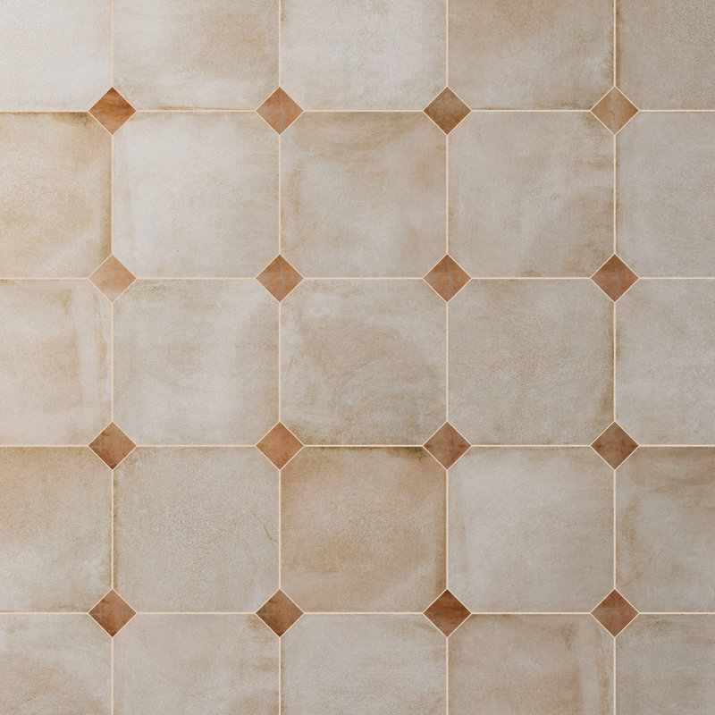 Laverton Octagon W/Taco 7-7/8 In. X 7-7/8 In. Porcelain Floor And Wall Tile, Beige/Brown