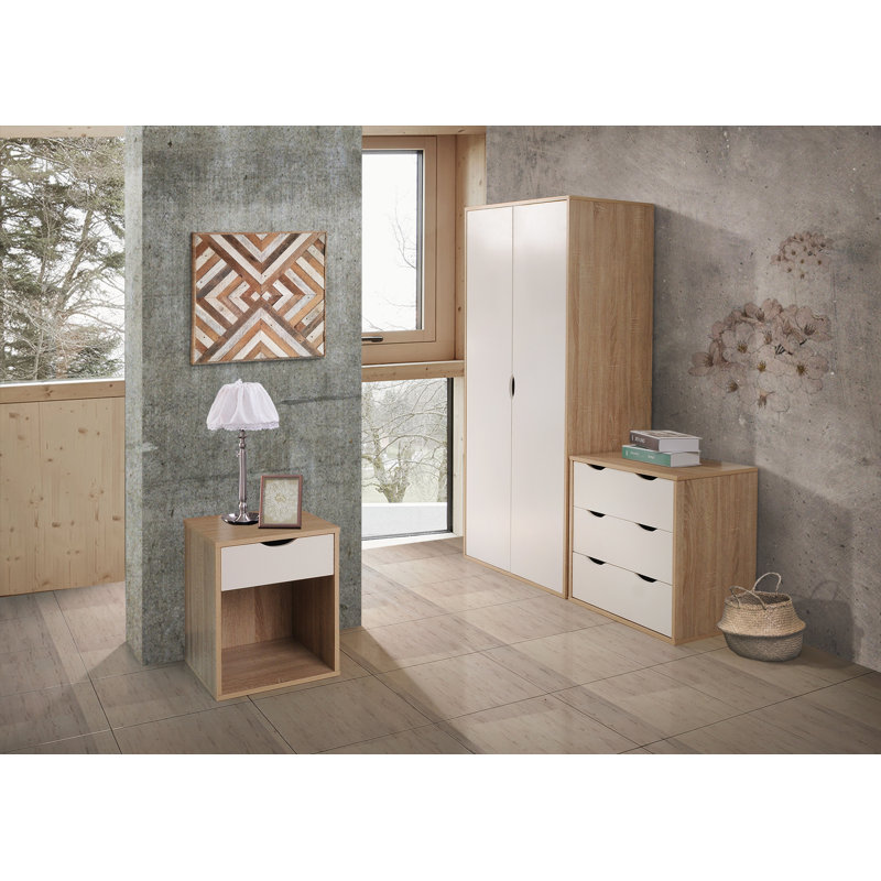 Bohl 2 Door Manufactured Wood Wardrobe, Oak/White