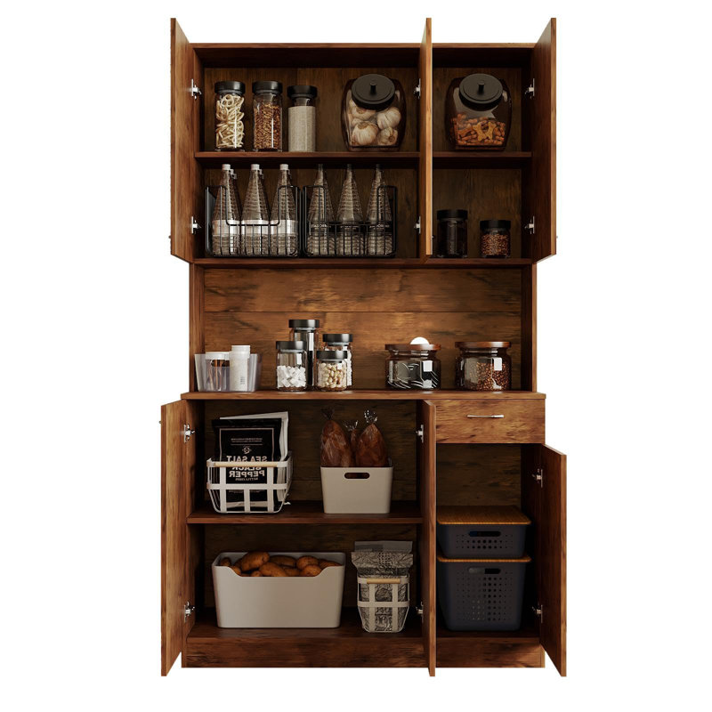 Armoire de cuisine de 70,87 po de hauteur, Noyer