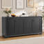 60" Farmhouse Buffet Cabinet – 4-Door Sideboard with Adjustable Shelves, Coffee Bar Console Table for Living Room, Kitchen, Dining Room, Entryway – Black