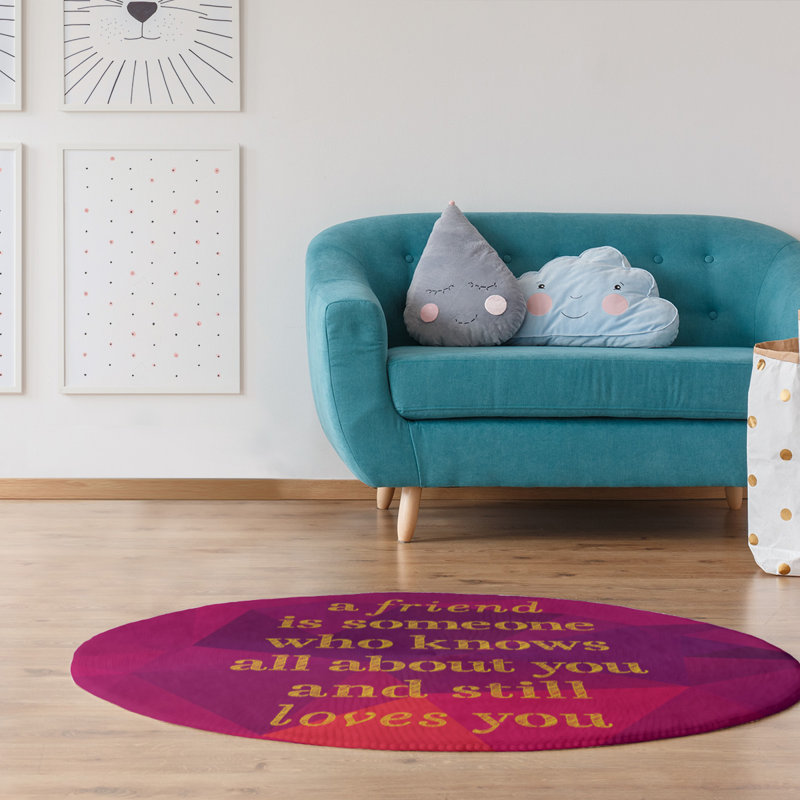Tapis en poly-chenille en poly-gemme love, Rond 5 pi