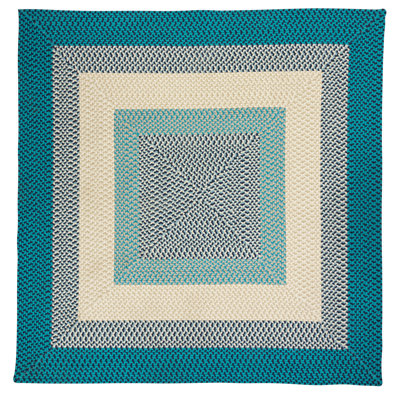 Tapis bleu / beige en polypropylène avec bordure Audrielle