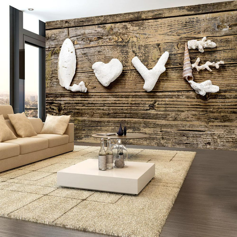Murale déclaration d'amour sur bois Darias, L 96 po x l 137 po