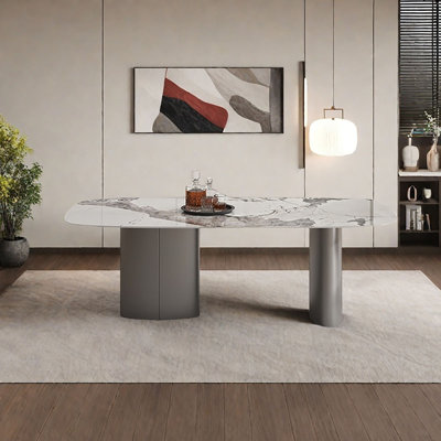 Plateau de table en marbre de luxe avec acier inoxydable
