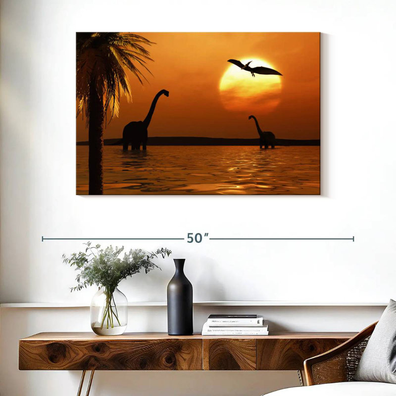Gillard Dinosaurs Sunset, 26" H x 39" W