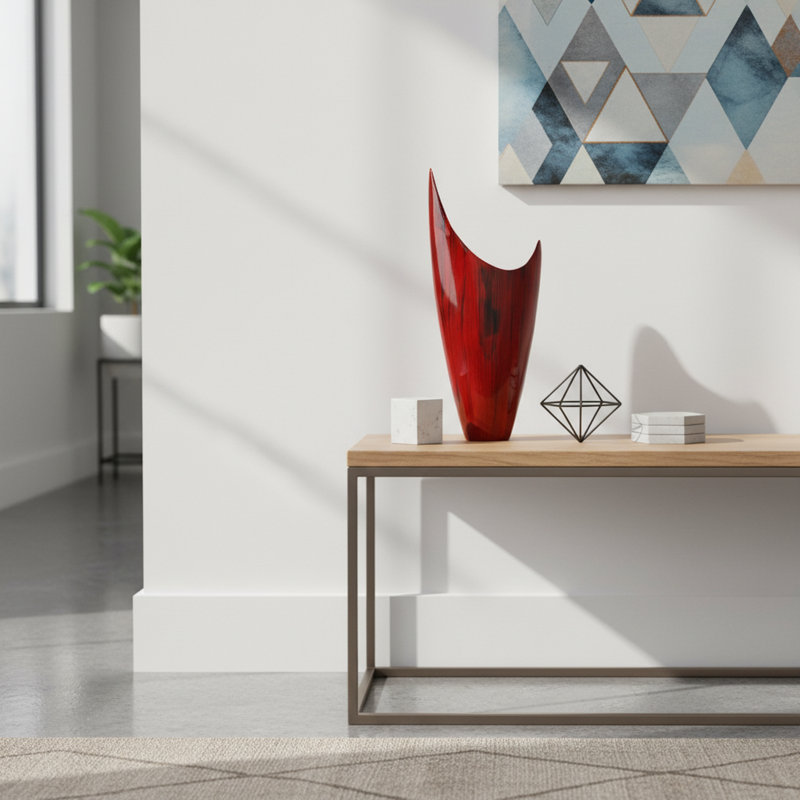 Vase Mcculloch Acentuada, Vernis rouge / argent