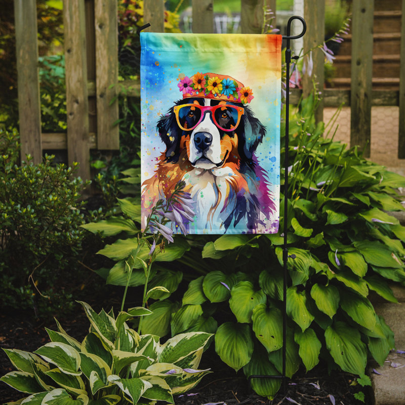 Drapeau de jardin Hippie Dawg, Bernese Mountain Dog