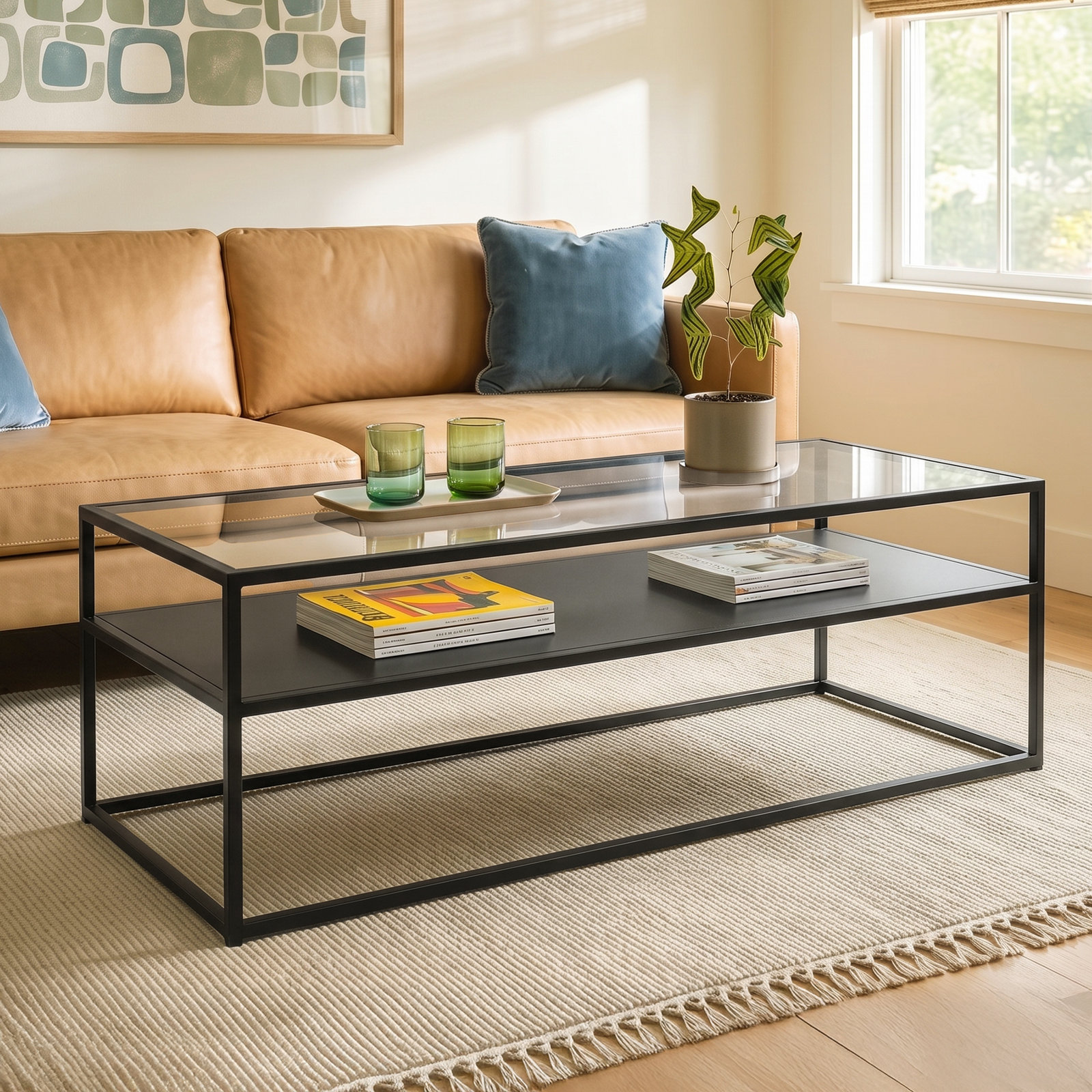 Duran Single Coffee Table, 17" H x 46" W x 20" D