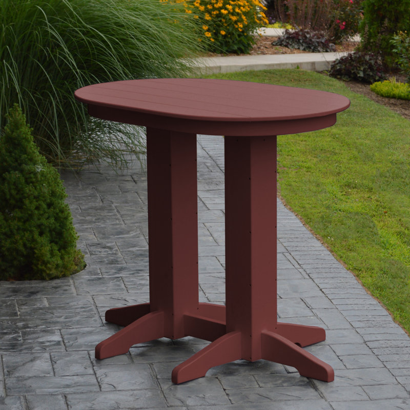 Nettie Oval Outdoor Bar Table With Umbrella Hole , 48'' in. W 33'' in. D, Cherrywood