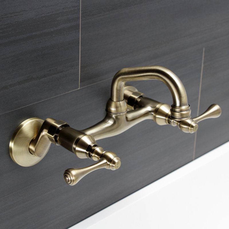 Robinet de bar mural 2 trous Kingston Brass, Laiton antique