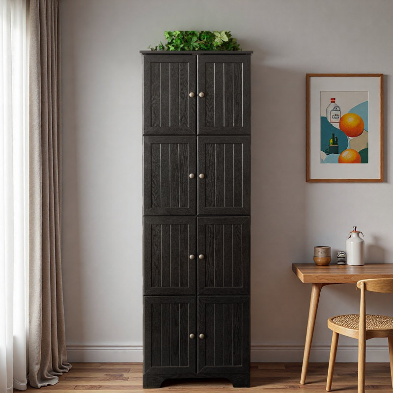 Élégante armoire de rangement à 8 portes avec 4 tablettes, idéale pour un décor organisé et élégant dans les salons, les cuisines et les bureaux