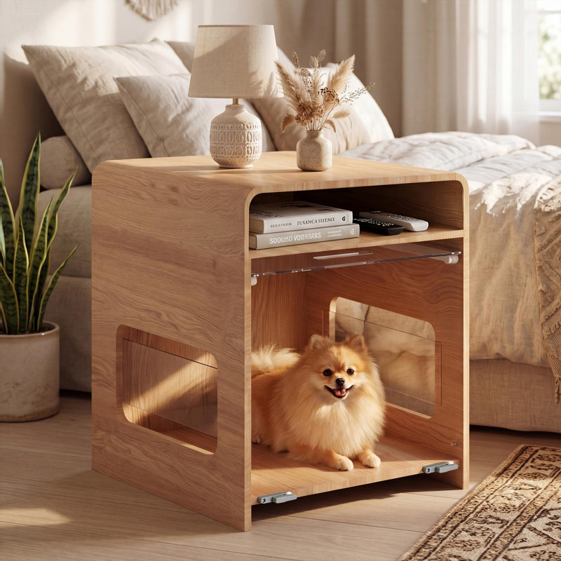 Cage pour chien, Chêne clair
