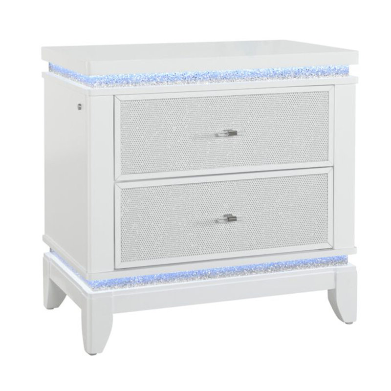 Table de chevet blanche avec DEL et USB Alina