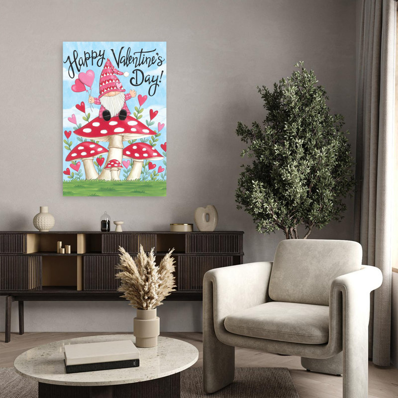 Art de printemps fantaisiste gnome de la Saint-Valentin, H 36 po x l 24 po