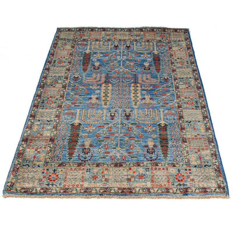 Tapis bleu clair et vert 3 x 5