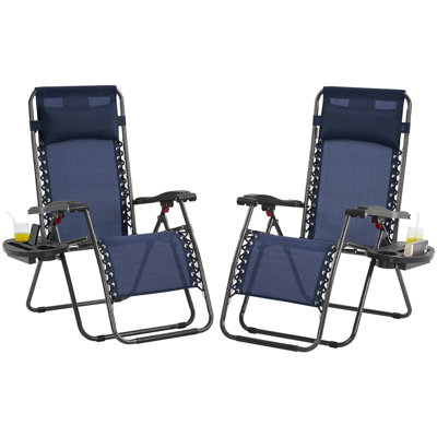 25in Outdoor Zero Gravity Chair with Cupholder and Pillow by Ebern Designs