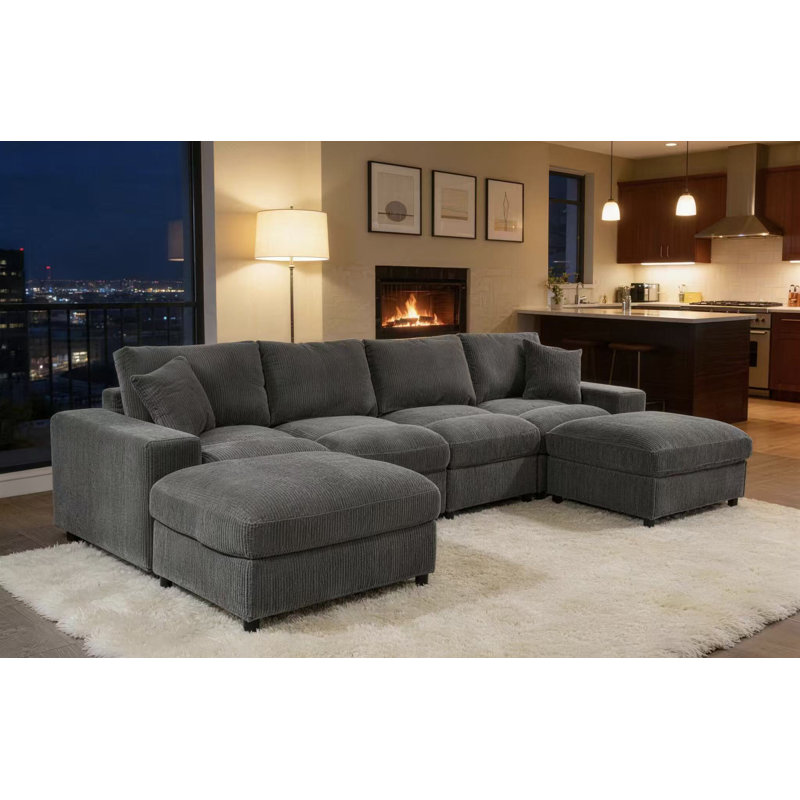 Grand modulaire réversible avec repose-pieds Tondreau Massasoit, Gris minuit