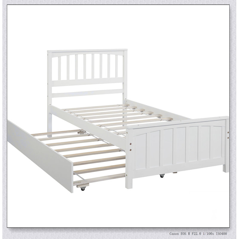 Lit plateforme avec lit gigogne, blanc