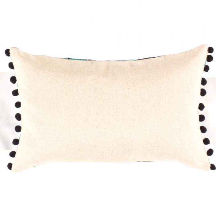 Oasis Ikat Throw Pillow, Black/Light Blue/Ivory