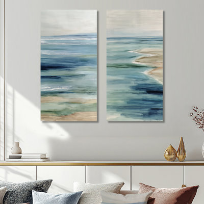 Parallel Beach of Abstract Coastal Landscape - Beach, art mural 2 pièces