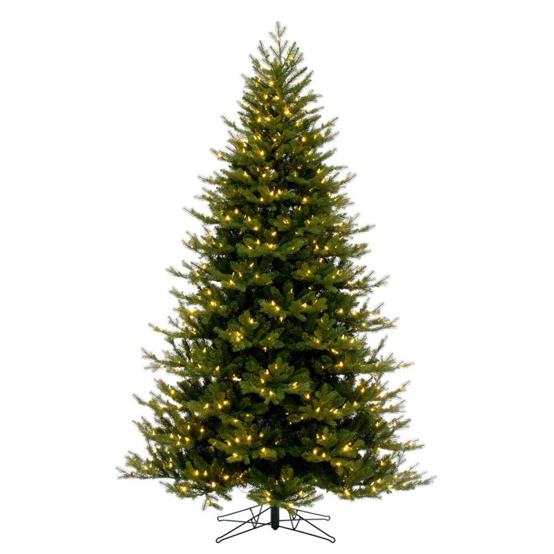 Artificial Fir Christmas Tree with Lights, 6.5', Clear/White