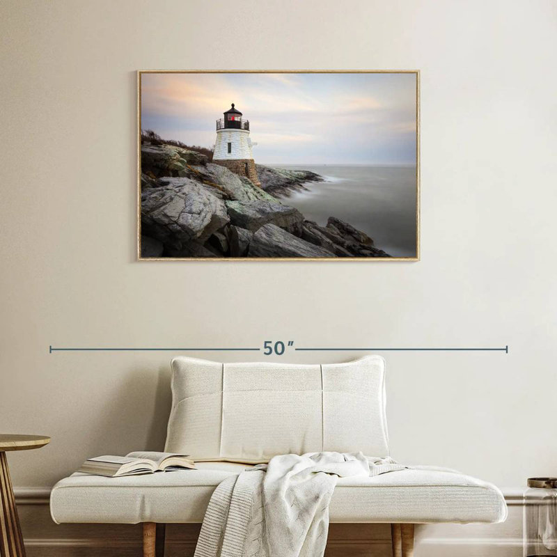 Phare de Coastal Castle Hill, Cadre flottant en bois naturel, 37 po x 25 po