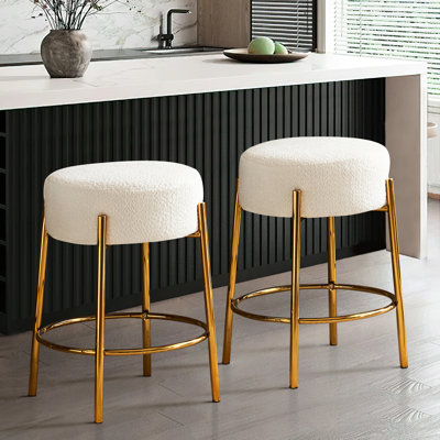 Lora 26" Corduroy Fabric Upholstered Bar Stools