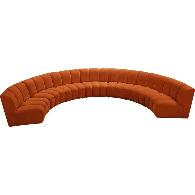 Canapé modulaire en velours Infinity, 7 pièces, Velours cognac