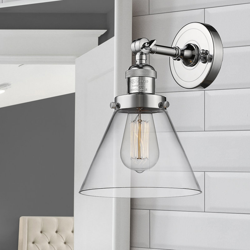 Éclairage de meuble-lavabo inclinable 2 lumières Cone, Ampoule à DEL rétro de 6 watts, Clair, Chrome poli