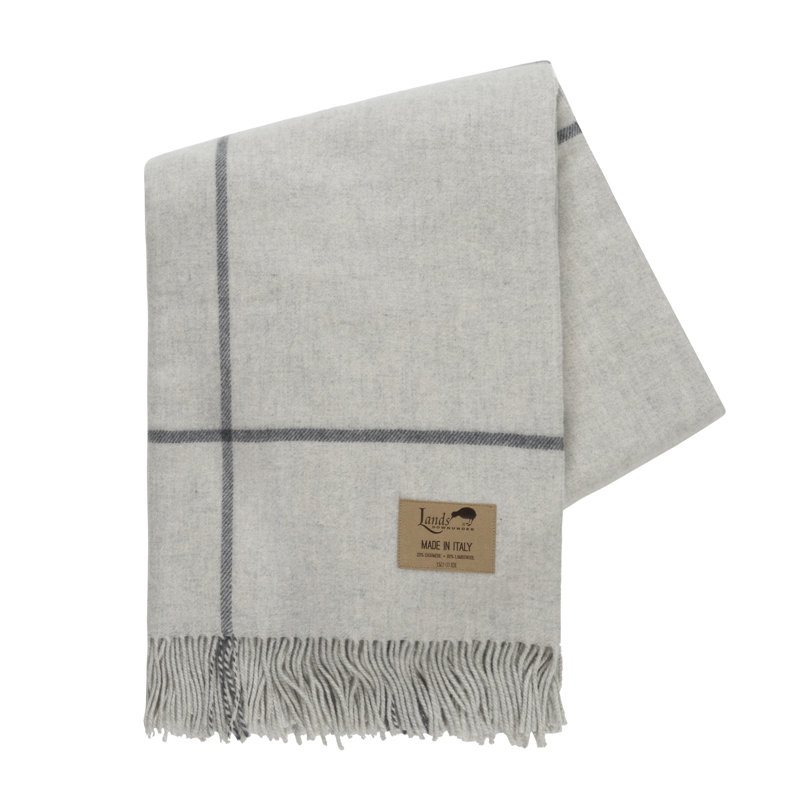 Windowpane Cashmere/Lambswool Throw, Light Gray / Dark Gray