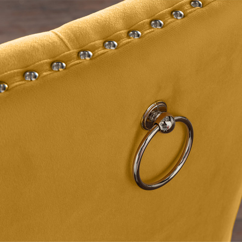Eadie Upholstered Counter Stool with Solid Wood Frame, Mustard