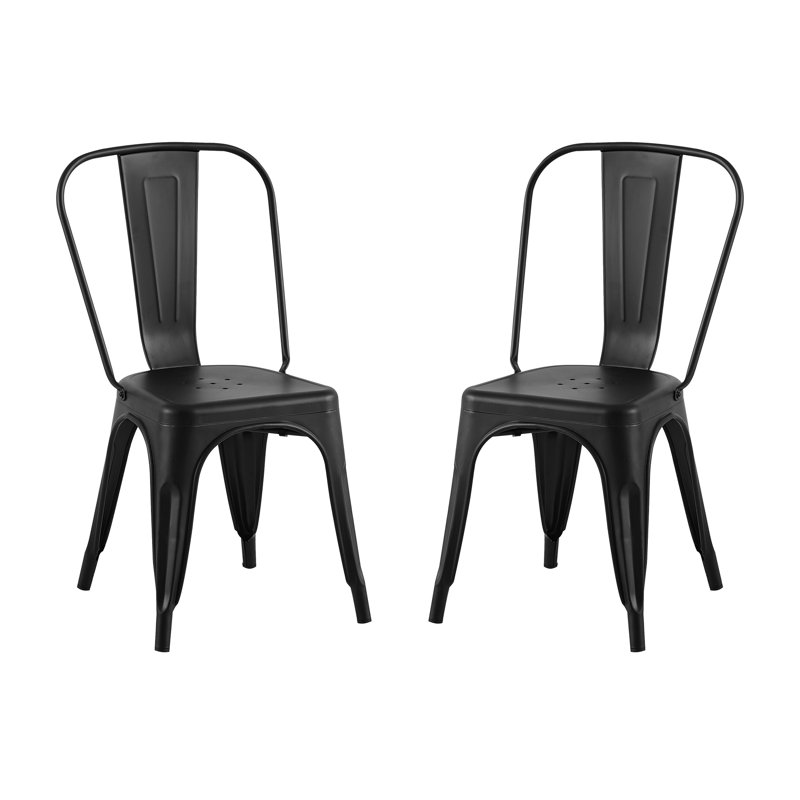 Chaises de salle à manger industrielles en métal noir mat, de 2 sièges de 18 pouces, empilables, légères, pour le restaurant et les espaces