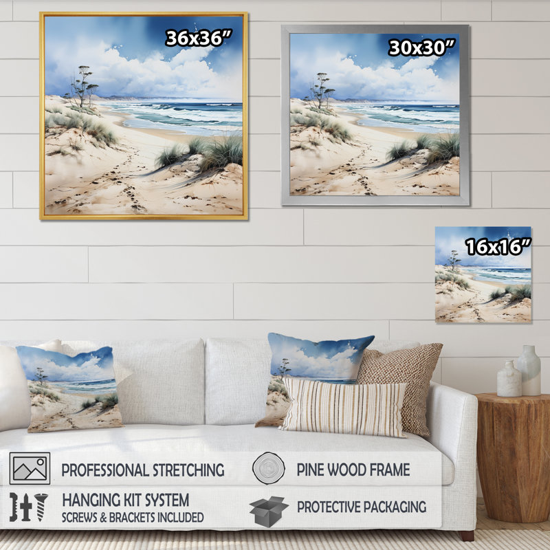 Beach Photo Dune Dreams I, Cadre flottant blanc, H 16 po x l 16 po