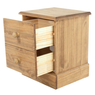 Pursley 2 Drawer Bedside Table, Antique waxed