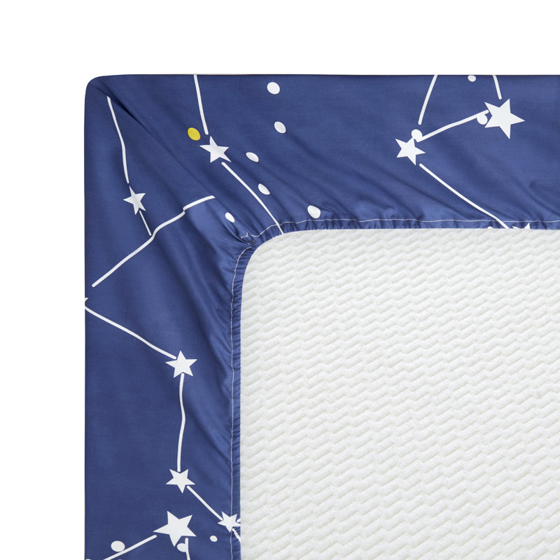 Marina Decoration Home Decor Bedding Bedroom Bedsheet Soft Silky Deep Pocket Rayon from Bamboo All Season 6 Pieces Printed Sheet Set with 4 Pillowcases, Navy Blue Asterism Pattern King Size