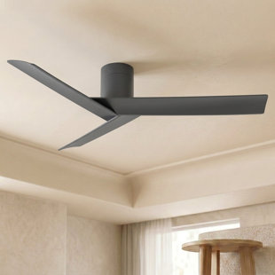 Ventilateur de plafond encastré de 55 po, 3 pales en ABS, moteur réversible à courant continu, télécommande à 6 vitesses, fonction minuterie, ventilateur de plafond sans lumière