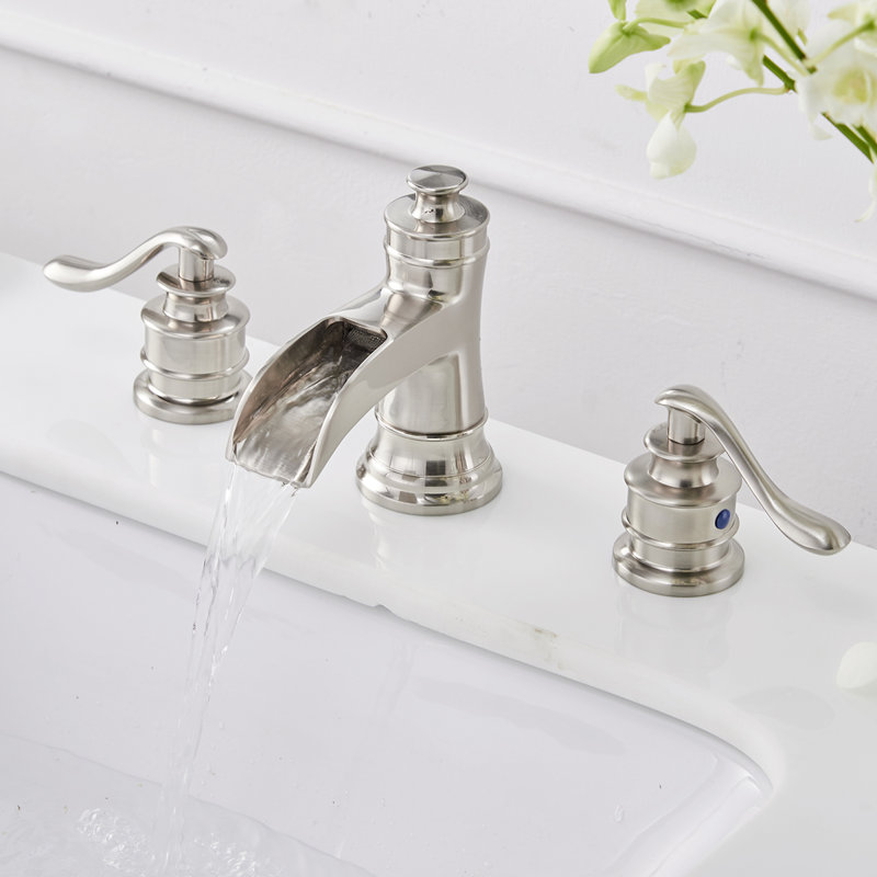 8-16 Inch 3 Holes 2 Handle Widespread Bathroom Sink Faucet, Brushed Nickel