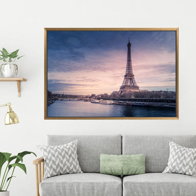 Reproduction d'art sur toile à thème parisien Tour Eiffel pour chambre à coucher, bureau ou décor de Noël