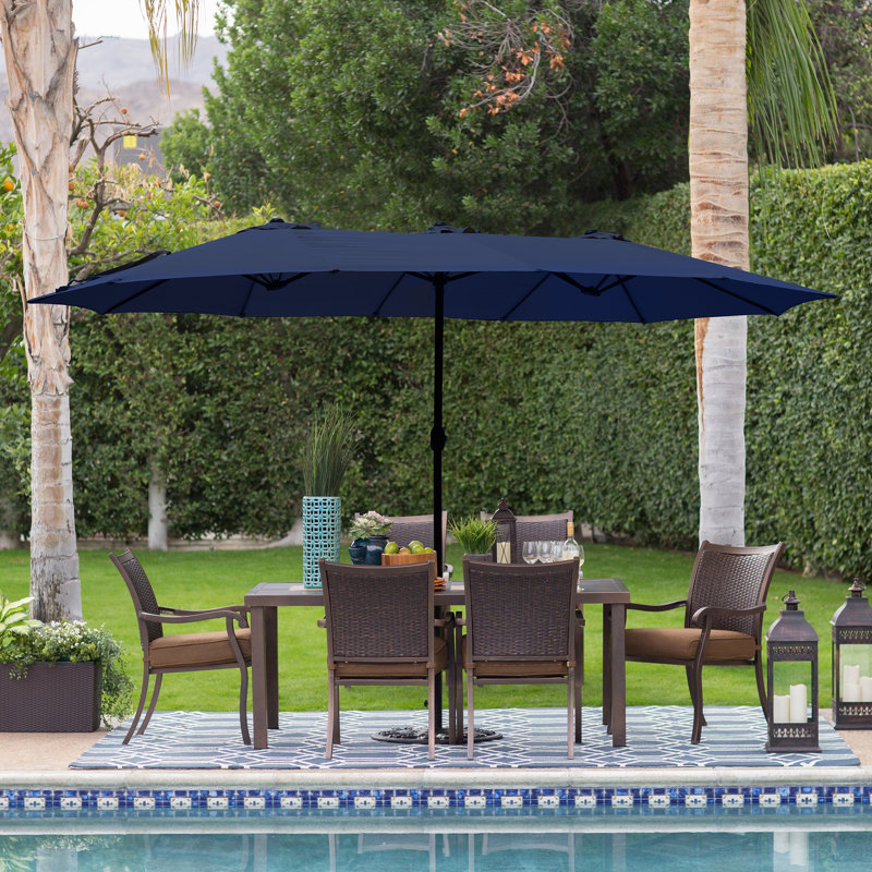 Parasol de marché rectangulaire 180 po x 108 po, Bleu marine