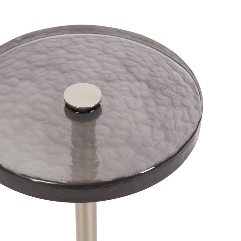 Table ronde en verre et verre, Argent argent, Gris
