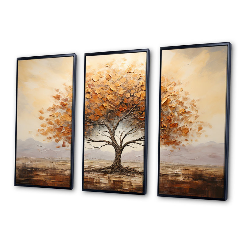 Arbre sauvage - Art mural africain, H 28 po x l 36 po x P 1 po, Cadre flottant noir
