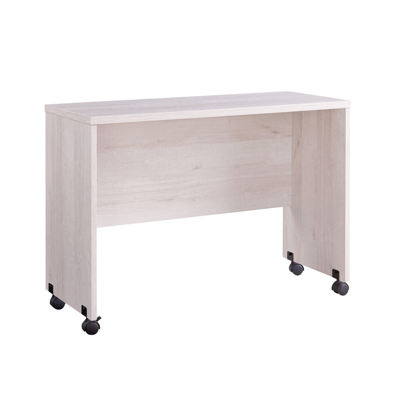 Bureau d'écriture Mid-Century mobile en chêne blanc avec fonction verrouillable et panneau arrière à quatre roulettes