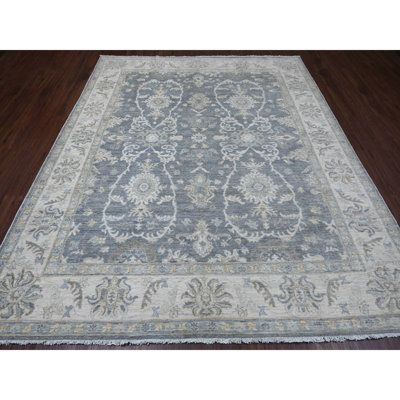 8'2"x9'8" Gray Peshawar Mahal Design Hand Knotted, Pure Wool Oriental Rug 9409F0F0422E4024AB6FDC463073F694