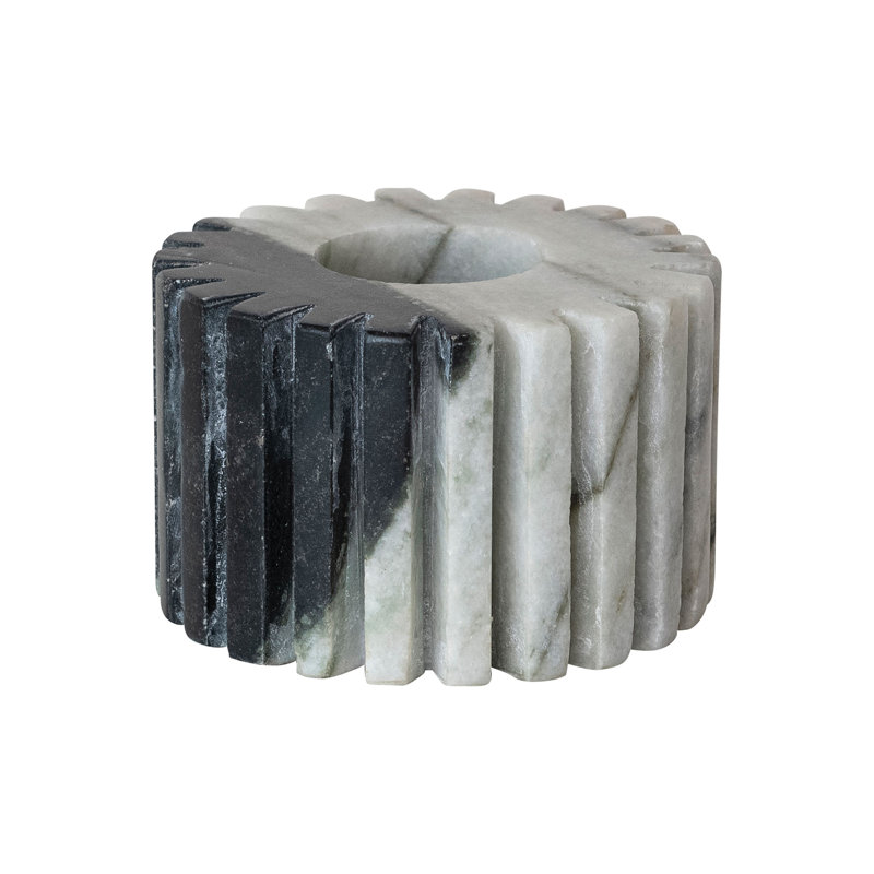 Marble Tealight Candle Holder, Black, 2.5" H x 4" W x 4" D