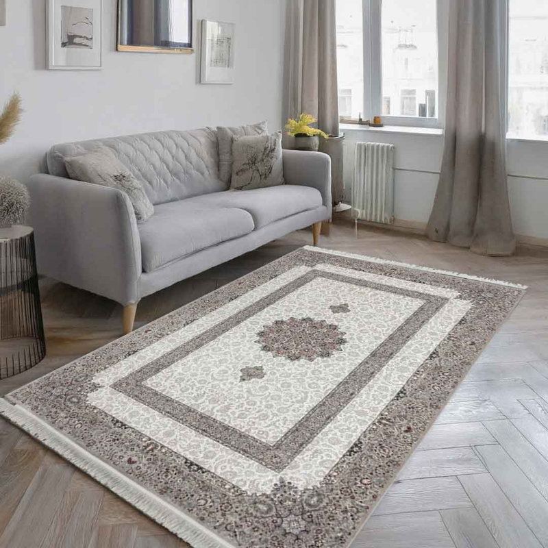 Minyatur Premium Quality V0233B Light Vizon/White Abstract Modern Turkish Area Rug, Rectangle 120 x 180 cm