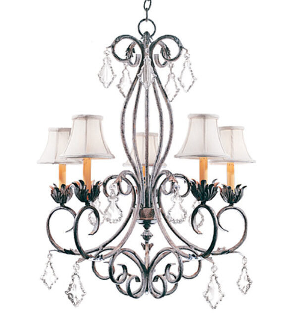 Felicia 5 - Light Chandelier, Golden Verde Premium, Aged Celadon Parchment