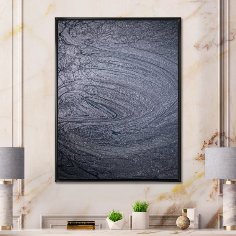 Art mural sur toile luxueux gris fluide et moderne III, H 24 po x l 36 po x P 1 po, Cadre flottant noir