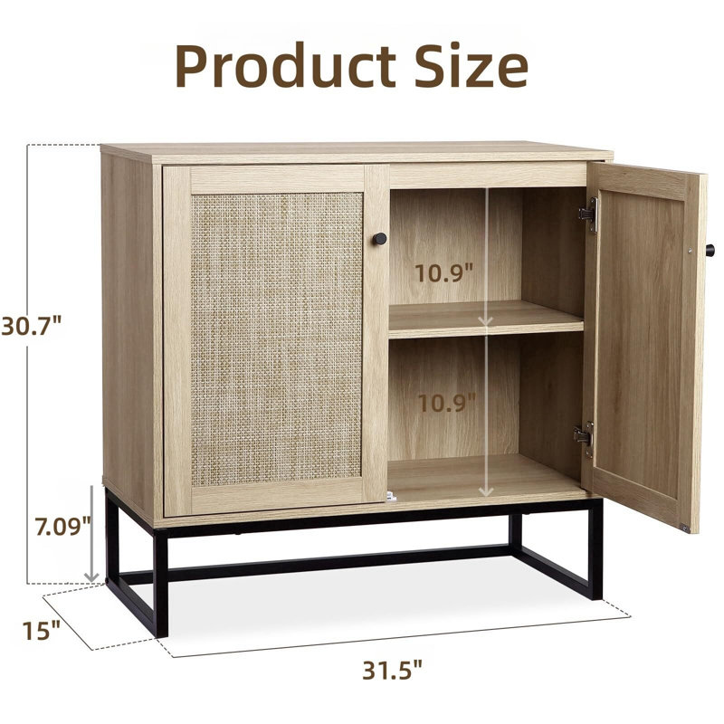 Buffet avec portes en rotin
