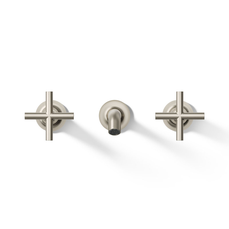Purist® Wall-Mounted Bathroom Faucet, Vibrant Brushed Nickel, Cross Handle